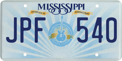 MS license plate JPF540