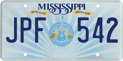 MS license plate JPF542