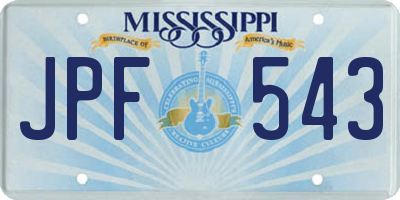 MS license plate JPF543
