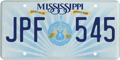 MS license plate JPF545