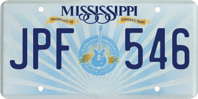 MS license plate JPF546