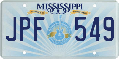MS license plate JPF549