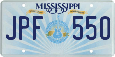 MS license plate JPF550