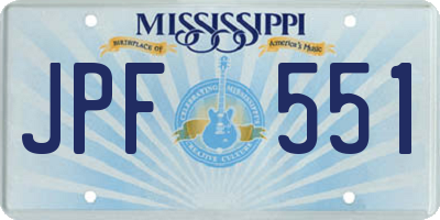 MS license plate JPF551