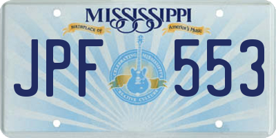 MS license plate JPF553