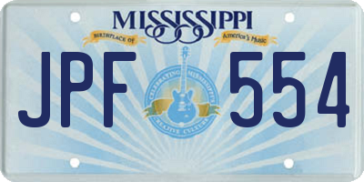 MS license plate JPF554