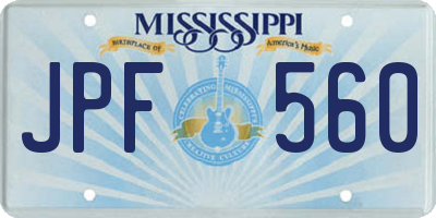 MS license plate JPF560