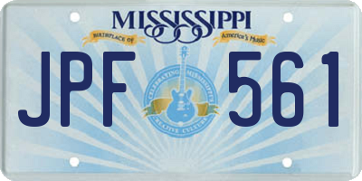 MS license plate JPF561