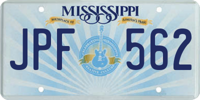 MS license plate JPF562