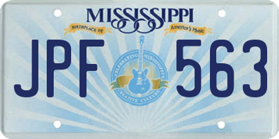 MS license plate JPF563