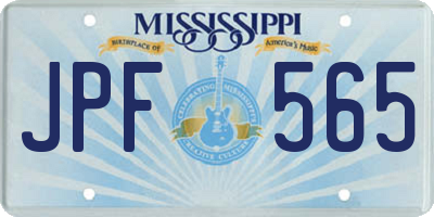 MS license plate JPF565