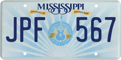MS license plate JPF567