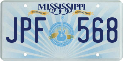 MS license plate JPF568