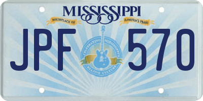 MS license plate JPF570