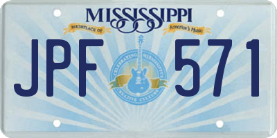 MS license plate JPF571