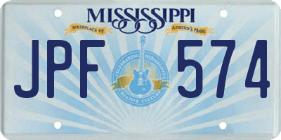 MS license plate JPF574