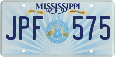 MS license plate JPF575