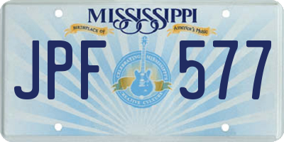 MS license plate JPF577