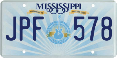 MS license plate JPF578