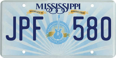 MS license plate JPF580