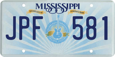 MS license plate JPF581