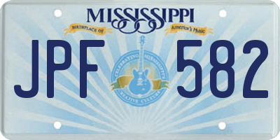 MS license plate JPF582