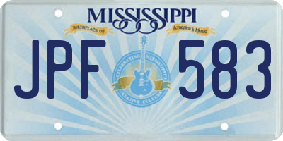MS license plate JPF583