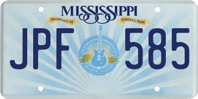 MS license plate JPF585