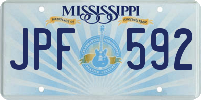 MS license plate JPF592