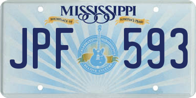 MS license plate JPF593