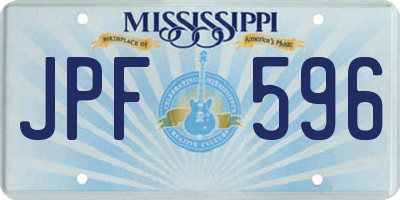 MS license plate JPF596
