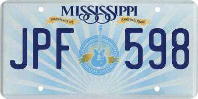 MS license plate JPF598