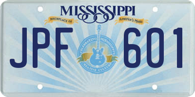 MS license plate JPF601