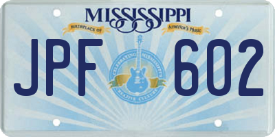MS license plate JPF602