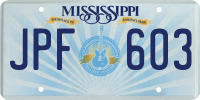MS license plate JPF603