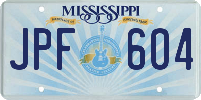 MS license plate JPF604