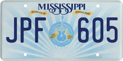 MS license plate JPF605