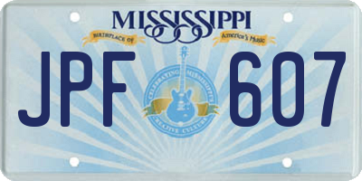 MS license plate JPF607
