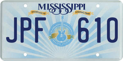 MS license plate JPF610