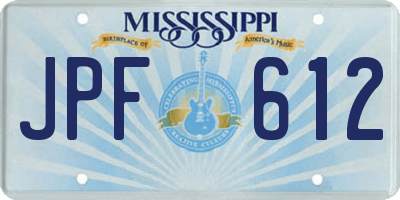MS license plate JPF612