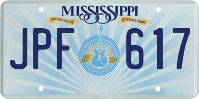 MS license plate JPF617