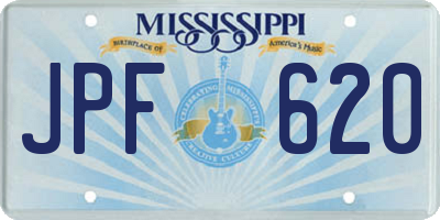 MS license plate JPF620