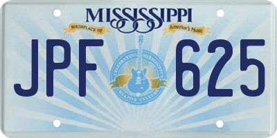 MS license plate JPF625