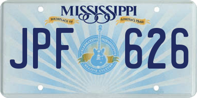 MS license plate JPF626