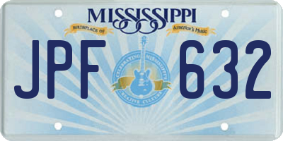 MS license plate JPF632