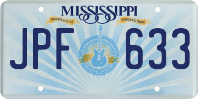 MS license plate JPF633