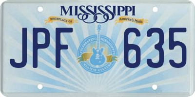 MS license plate JPF635