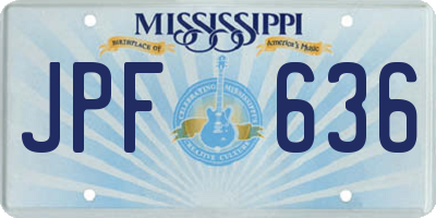 MS license plate JPF636