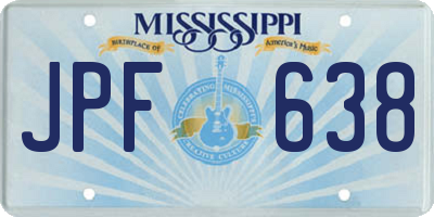 MS license plate JPF638