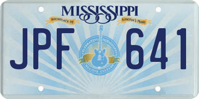 MS license plate JPF641